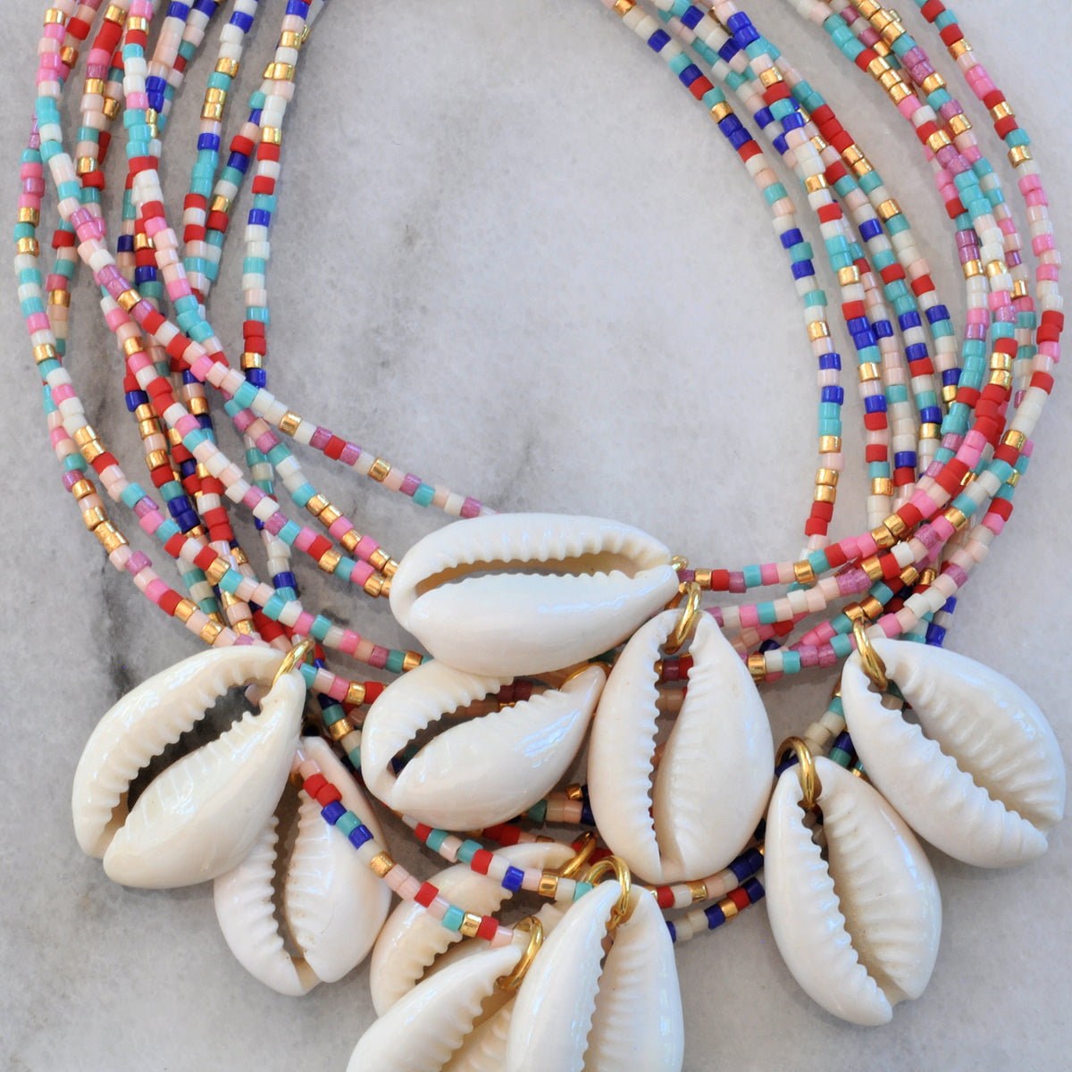 Seashell Beaded Necklace Handmade by Libby Smee
