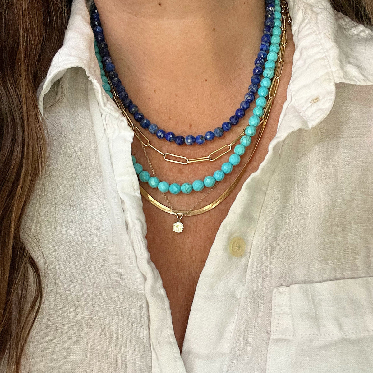 Lapis Lazuli Gemstone Necklace / Boho Jewelry for Men / Unisex Eye Catching  Jewellery / Unique Charming Beads / / Ethnic Chunky Menswear 