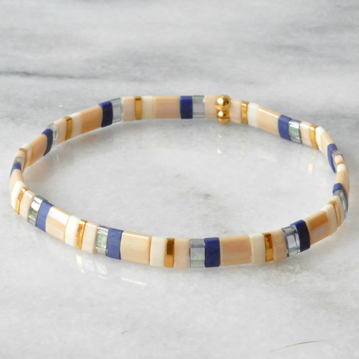 Stretch Tile Bracelet - Navy Mix| Handmade by Libby & Smee