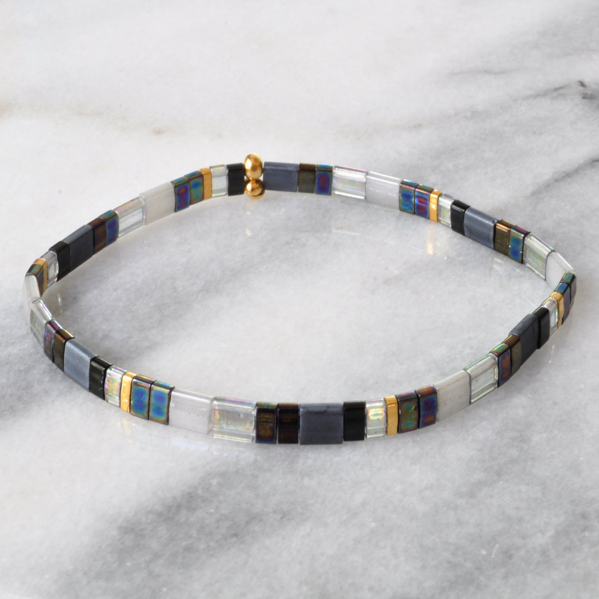 Stretch Tile Bracelet - Grey Mix | Handmade by Libby & Smee
