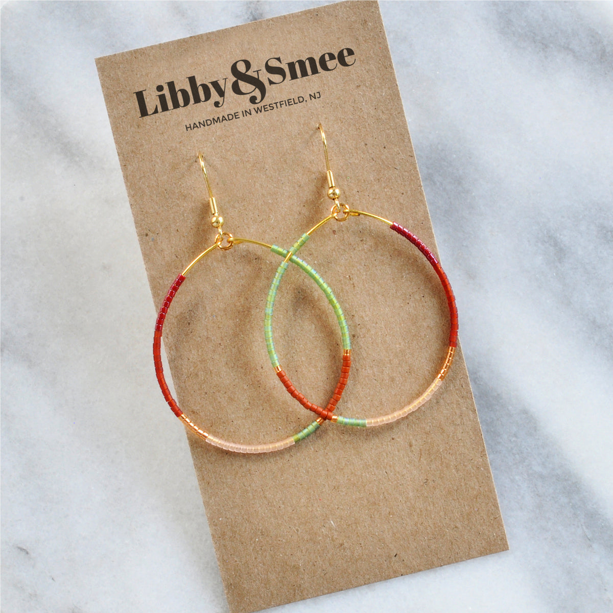 Beaded Hoop Earrings  Handmade by Libby & Smee