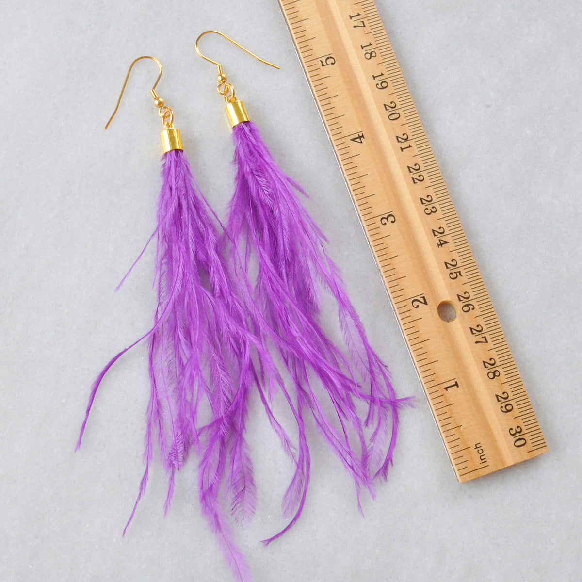 Purple Feather Earrings  Handmade by Libby & Smee