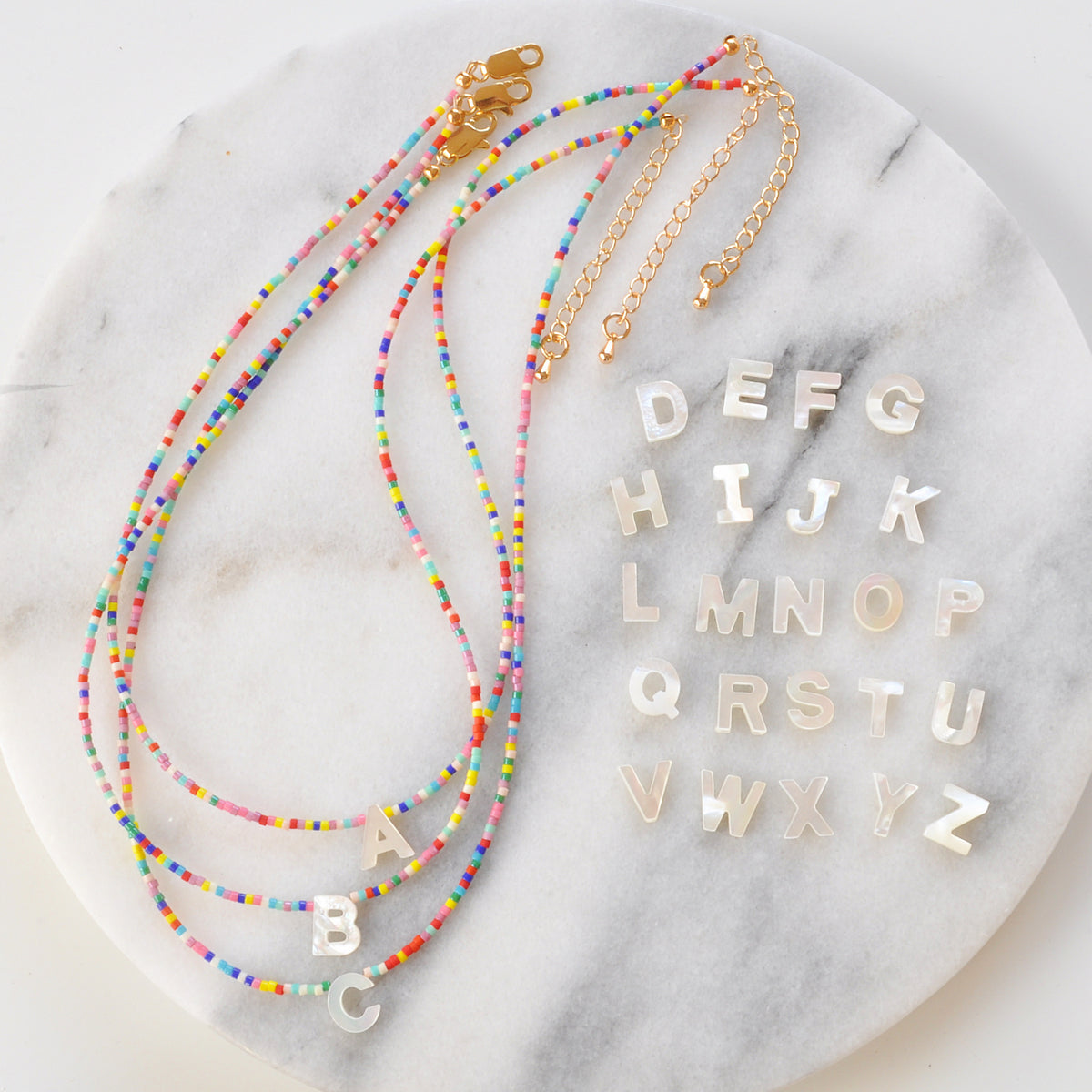 Initial Letter Beaded Necklace | Handmade by Libby & Smee