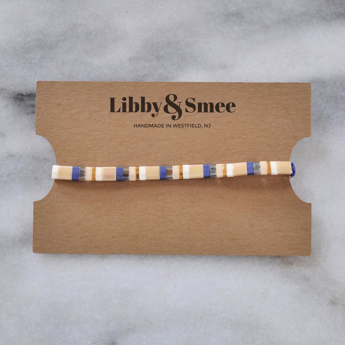 Stretch Tile Bracelet - Navy Mix| Handmade by Libby & Smee
