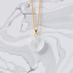 Crystal Heart Necklace on Gold Chain