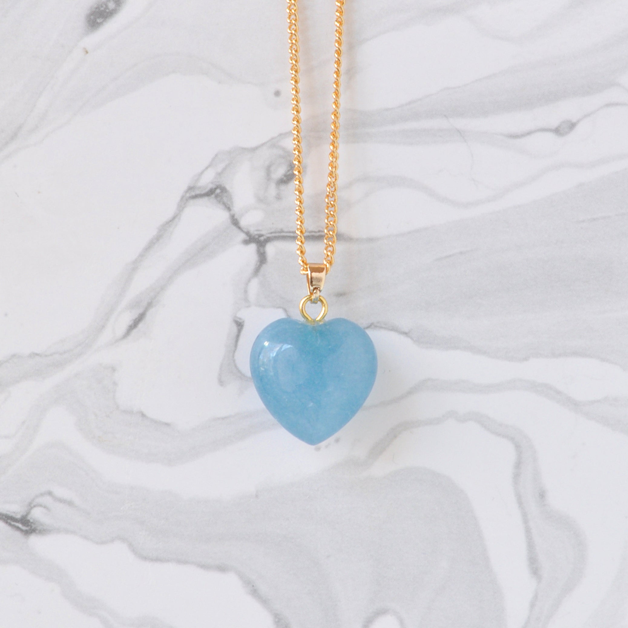 Crystal Heart Necklace on Gold Chain