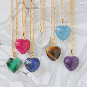 Crystal Heart Necklace on Gold Chain