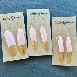 As-Is 4" Blush Feather Earrings - CLEARANCE