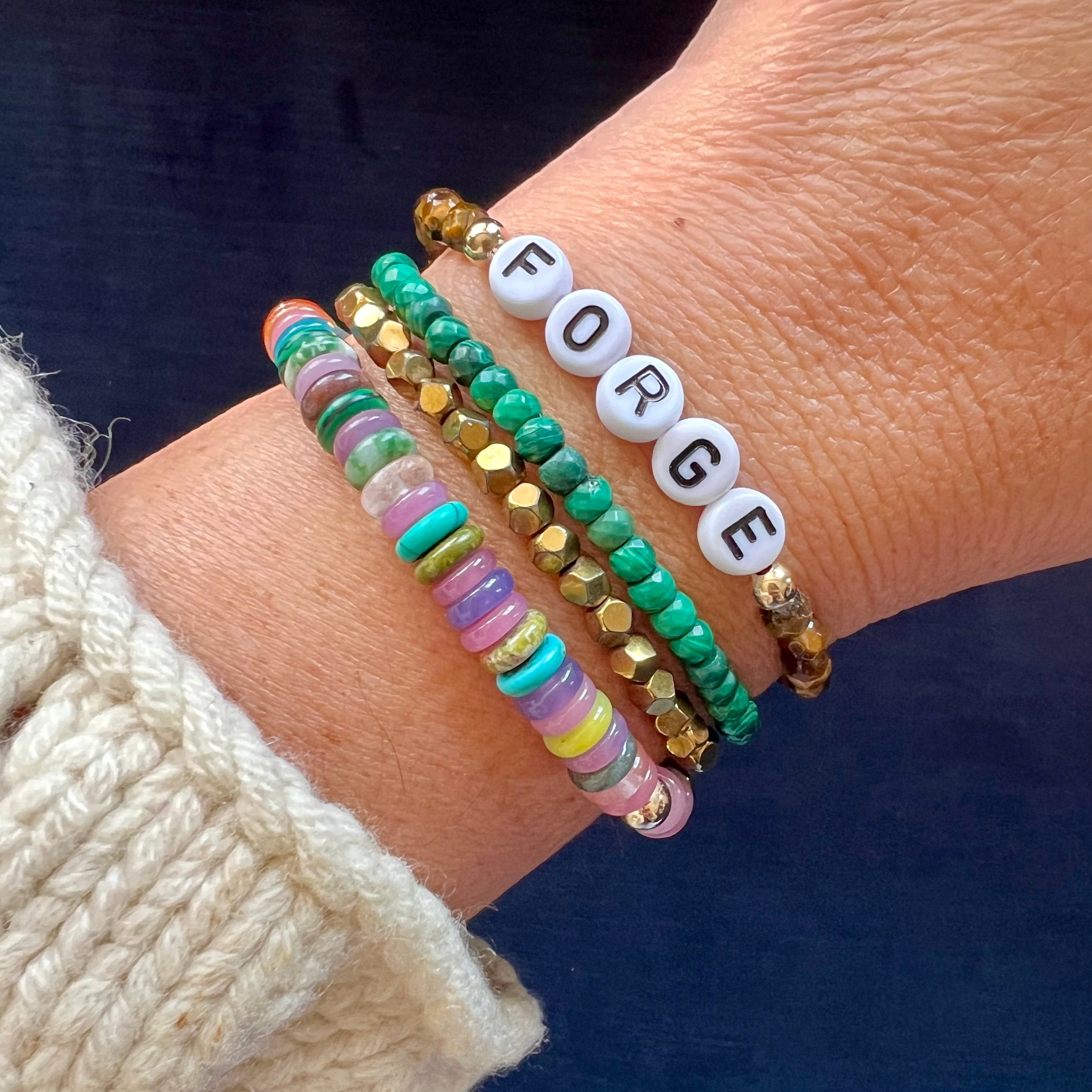 Custom Gemstone Stretch Bracelets with a Name or Word