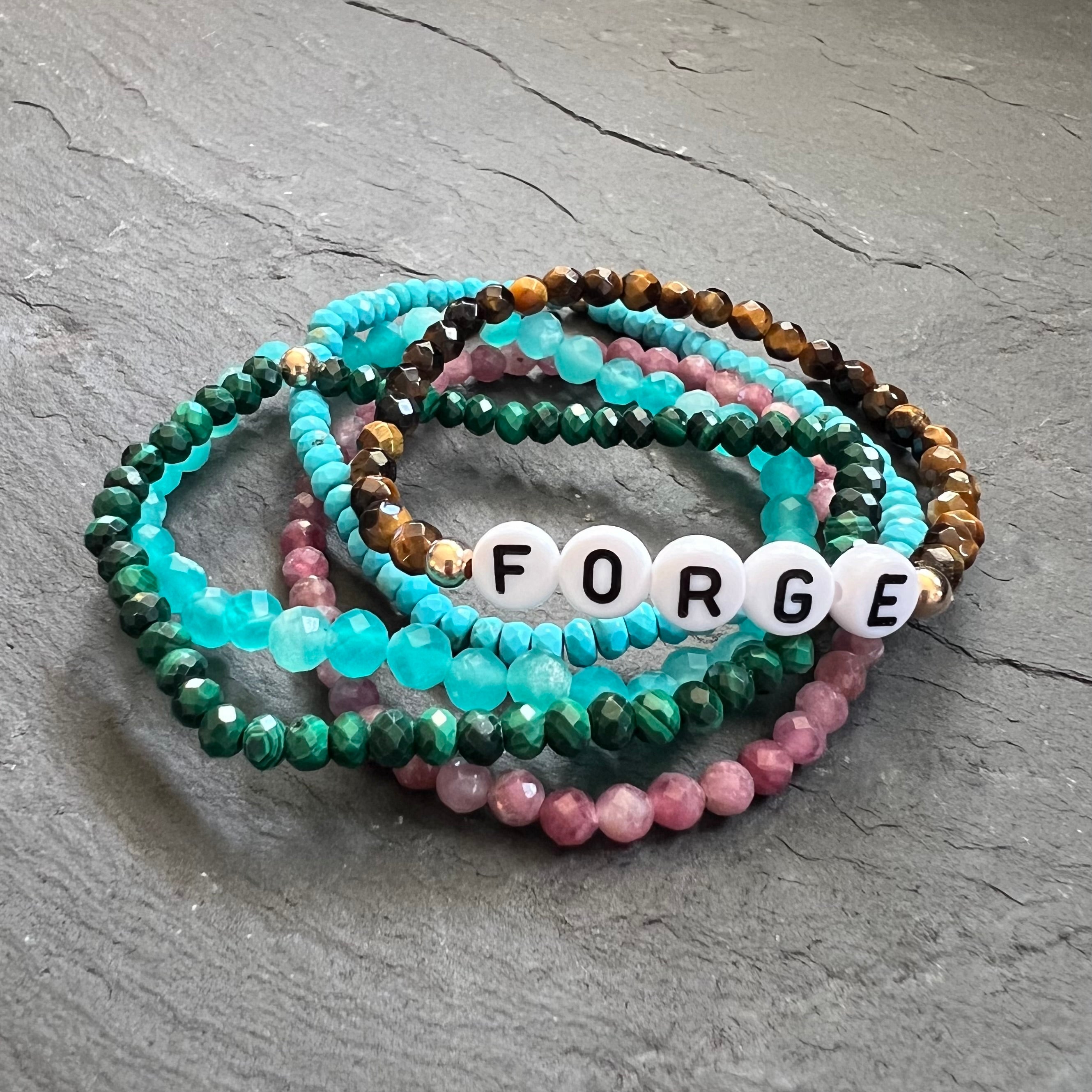 Custom Gemstone Stretch Bracelets with a Name or Word