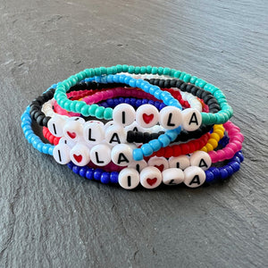 'I LOVE L.A.', 'I LOVE YOU', and 'I Heart' Custom Stretch Bracelets