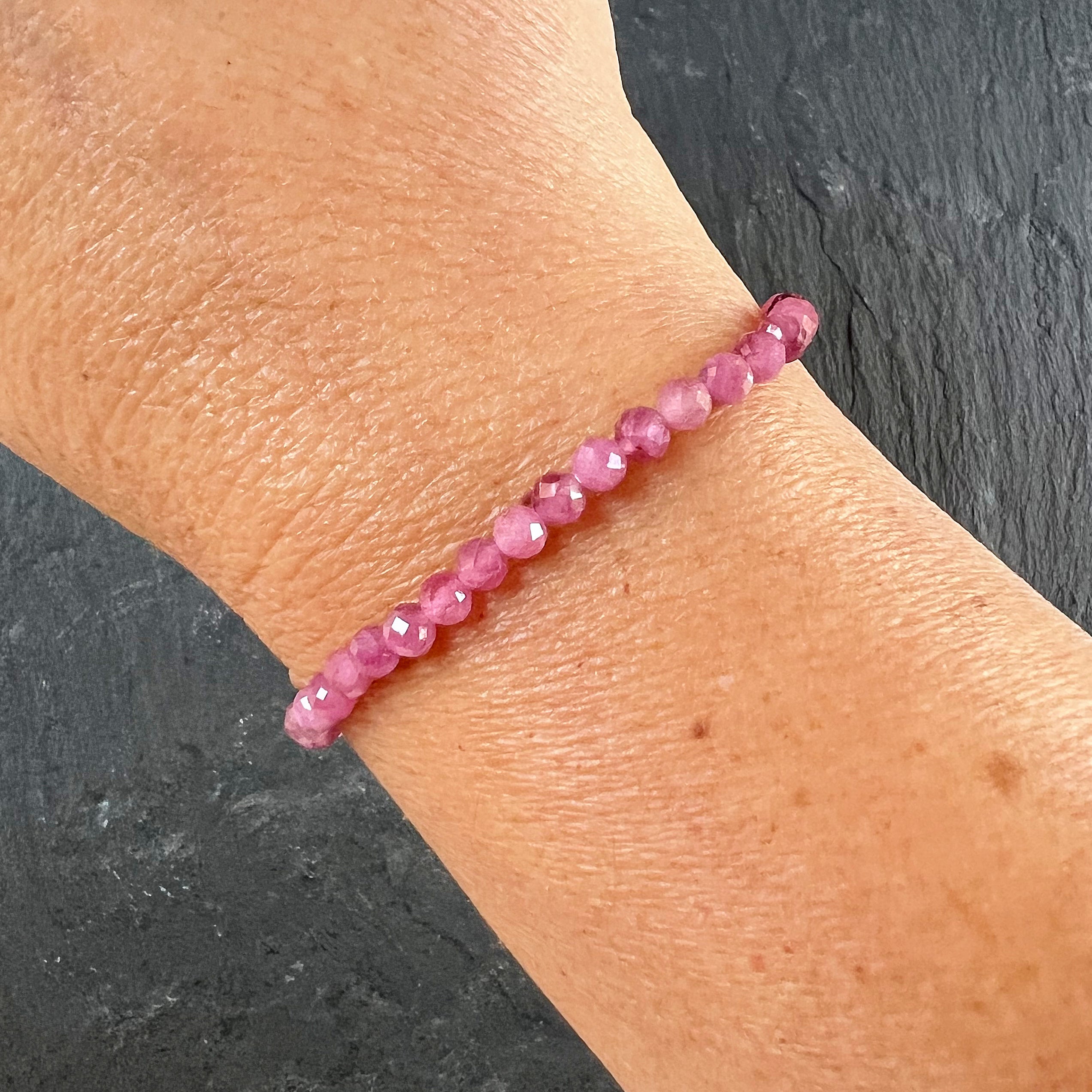 Pink Tourmaline Elastic Bracelet - 6mm Beads | New Moon Beginnings