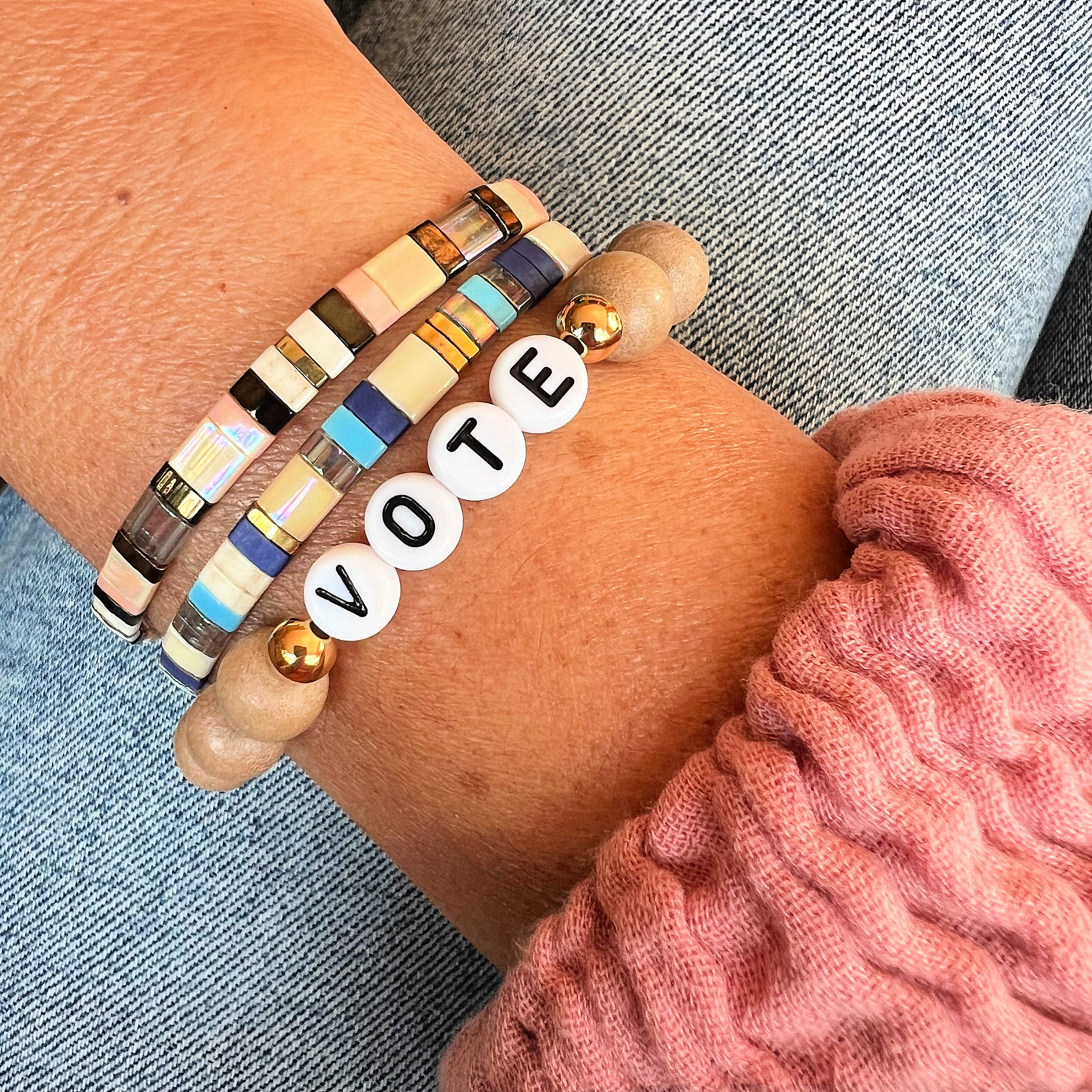 VOTE Wood Beaded Bracelet