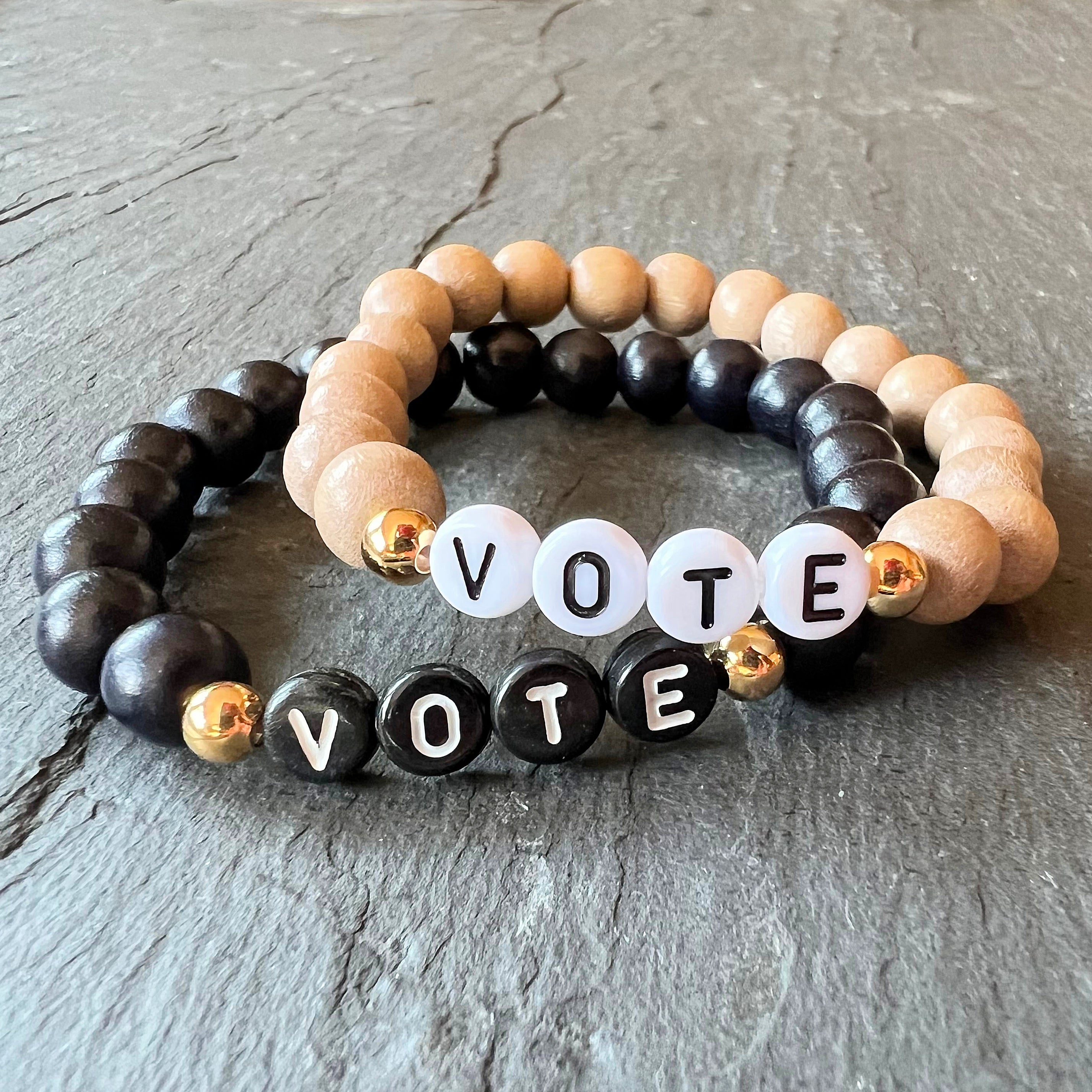 VOTE Wood Beaded Bracelet