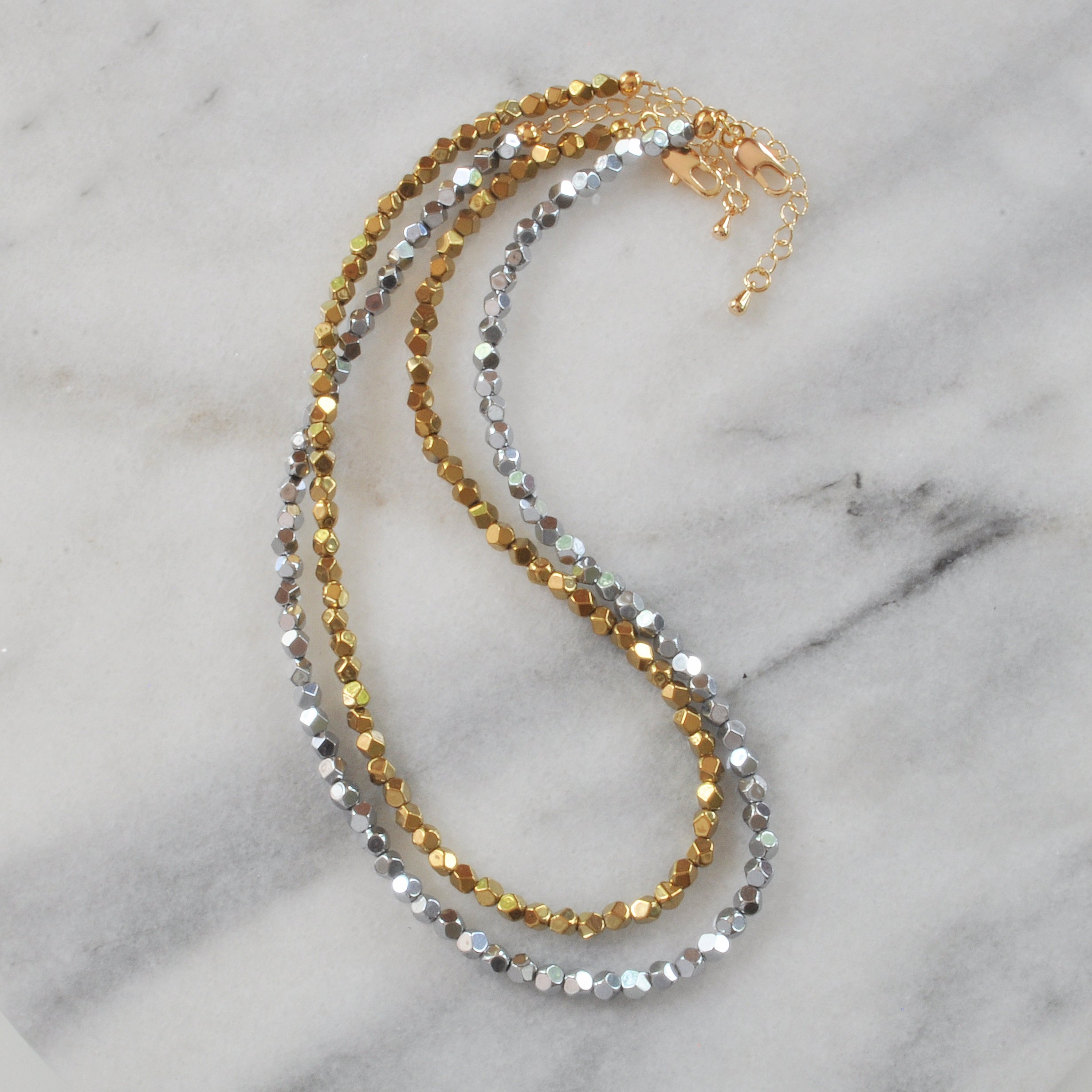 Disco Ball Hematite Gemstone Choker
