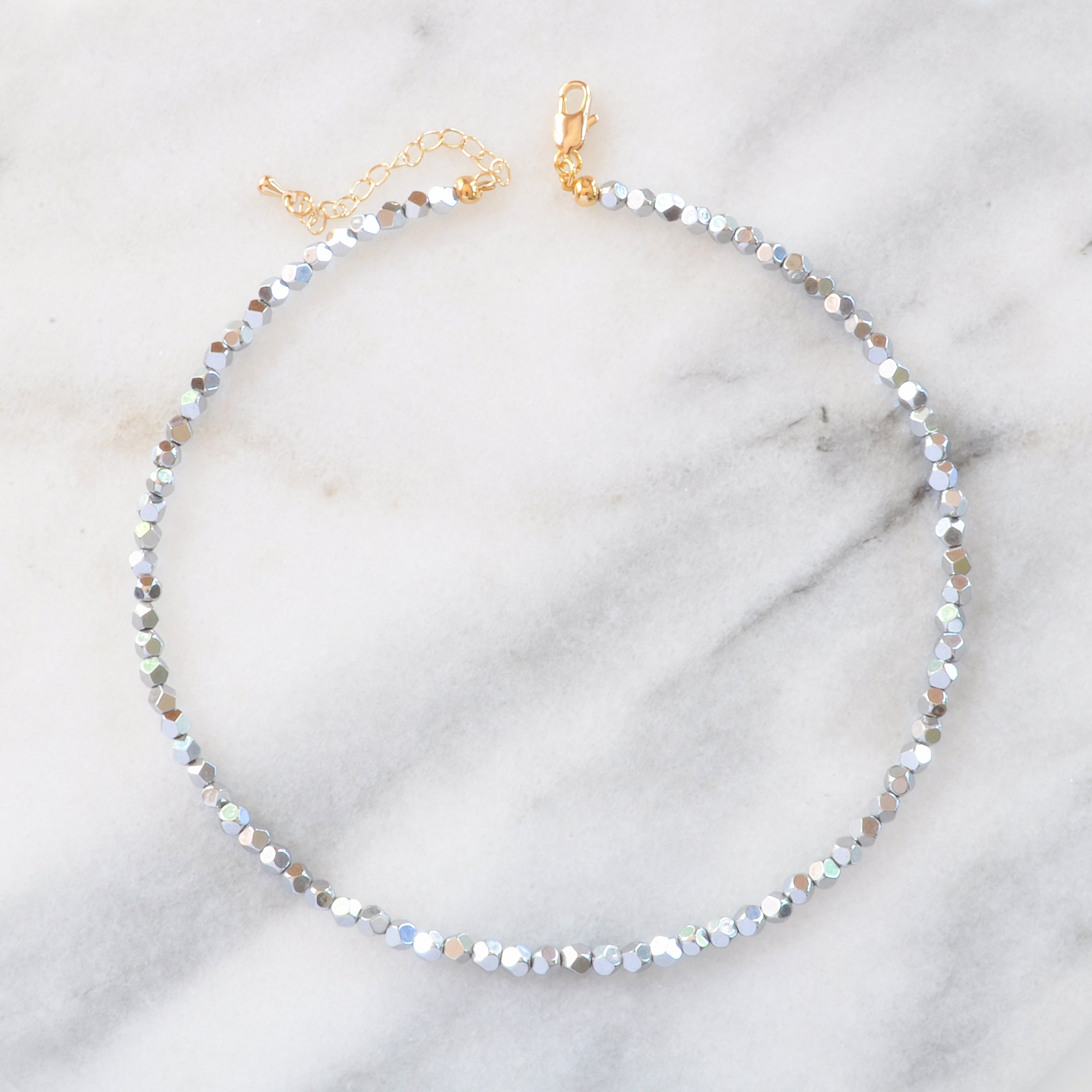 Disco Ball Hematite Gemstone Choker
