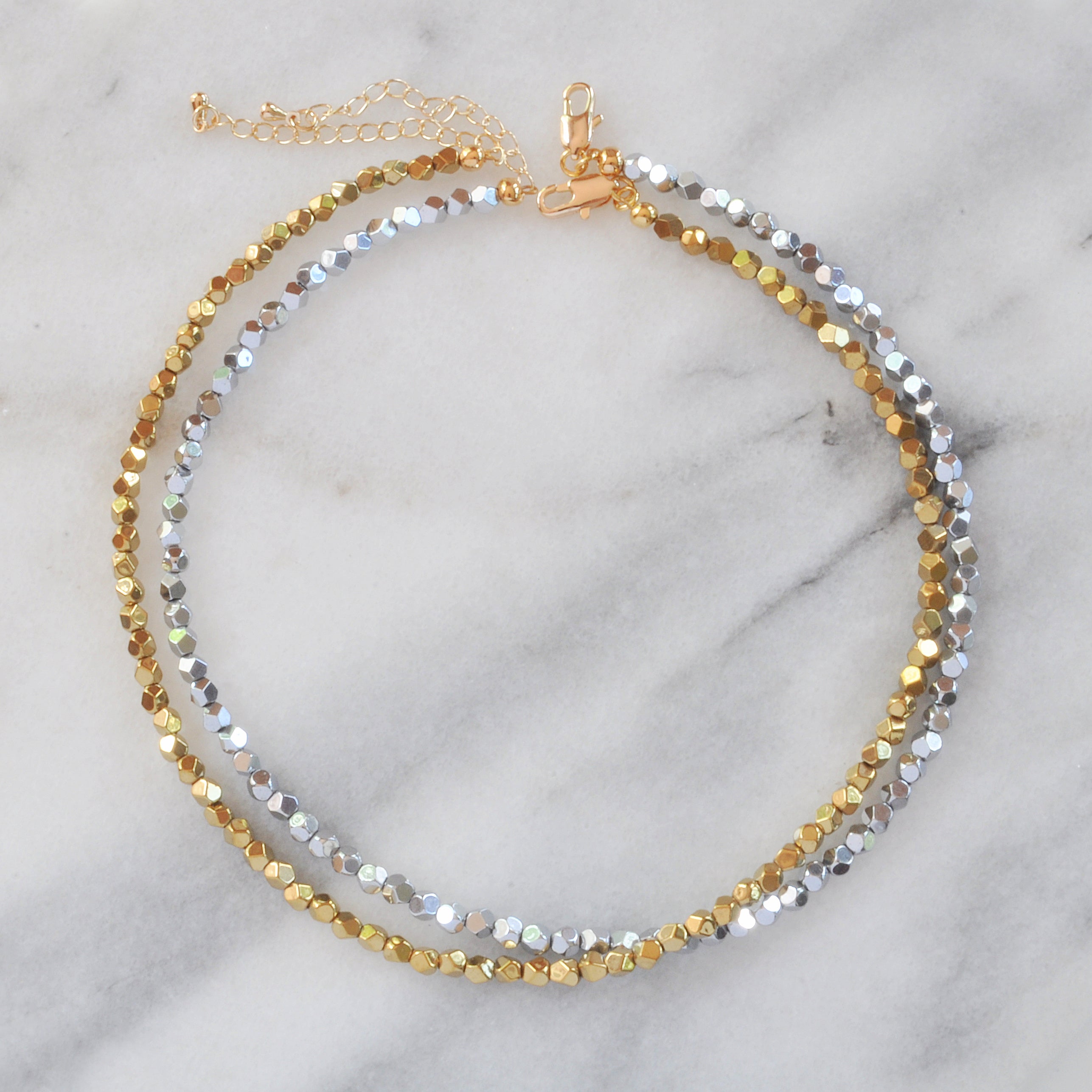 Disco Ball Hematite Gemstone Choker