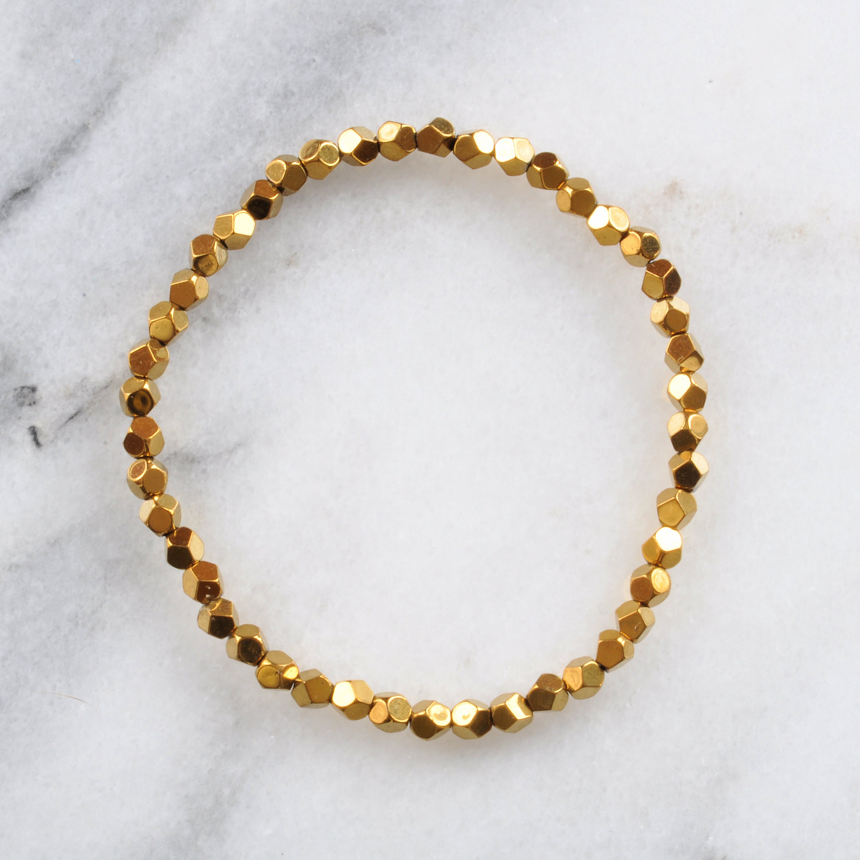 Hematite Gold Bead Stretch Bracelet