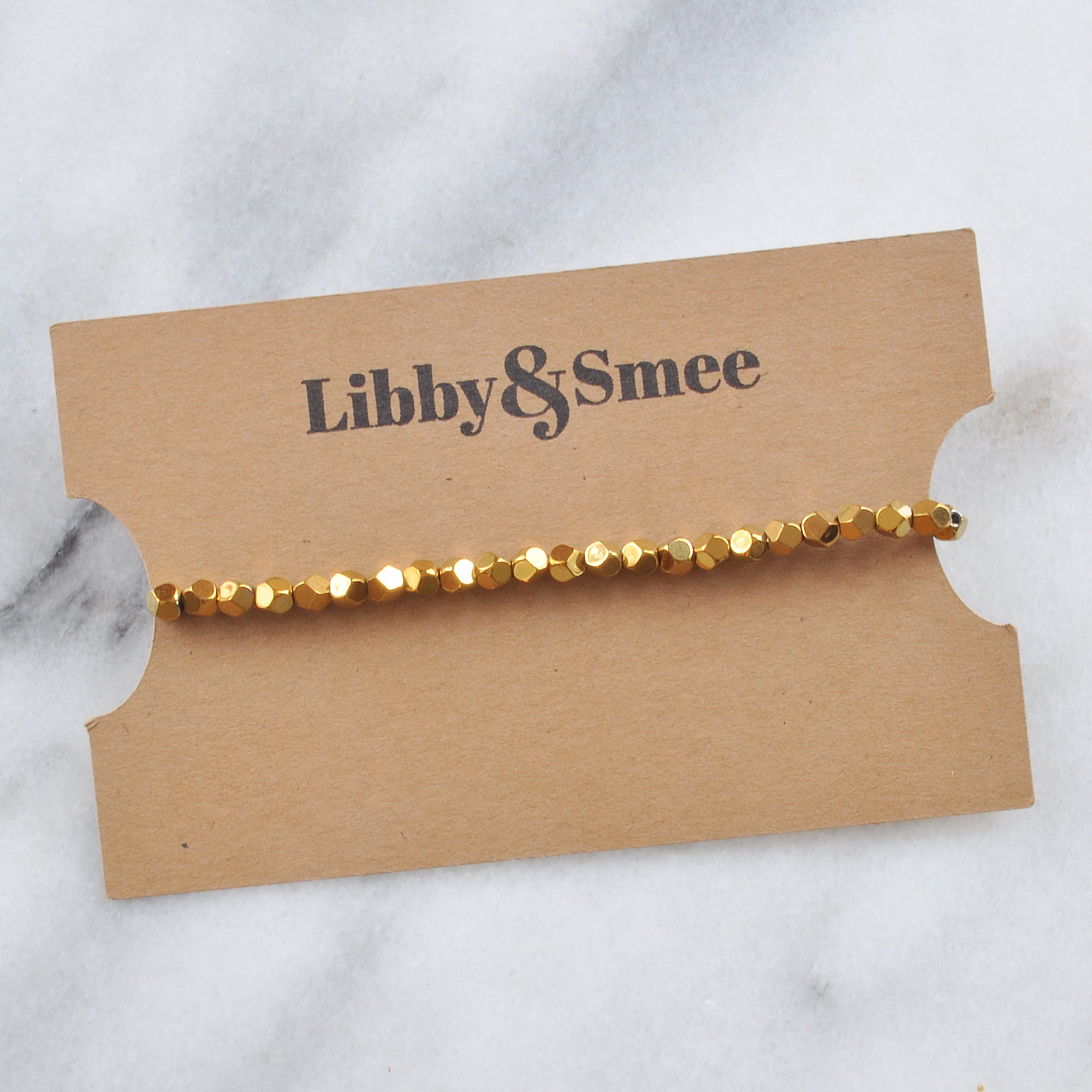 Hematite Gold Bead Stretch Bracelet