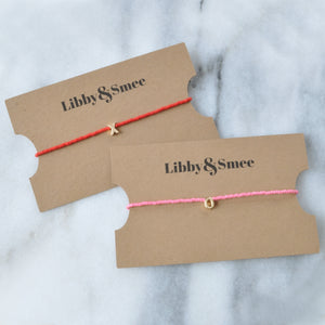 Valentine Pink and Red Alphabet Letter String Bracelets