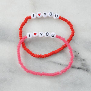 'I LOVE YOU', and 'I Heart' Custom Stretch Bracelets