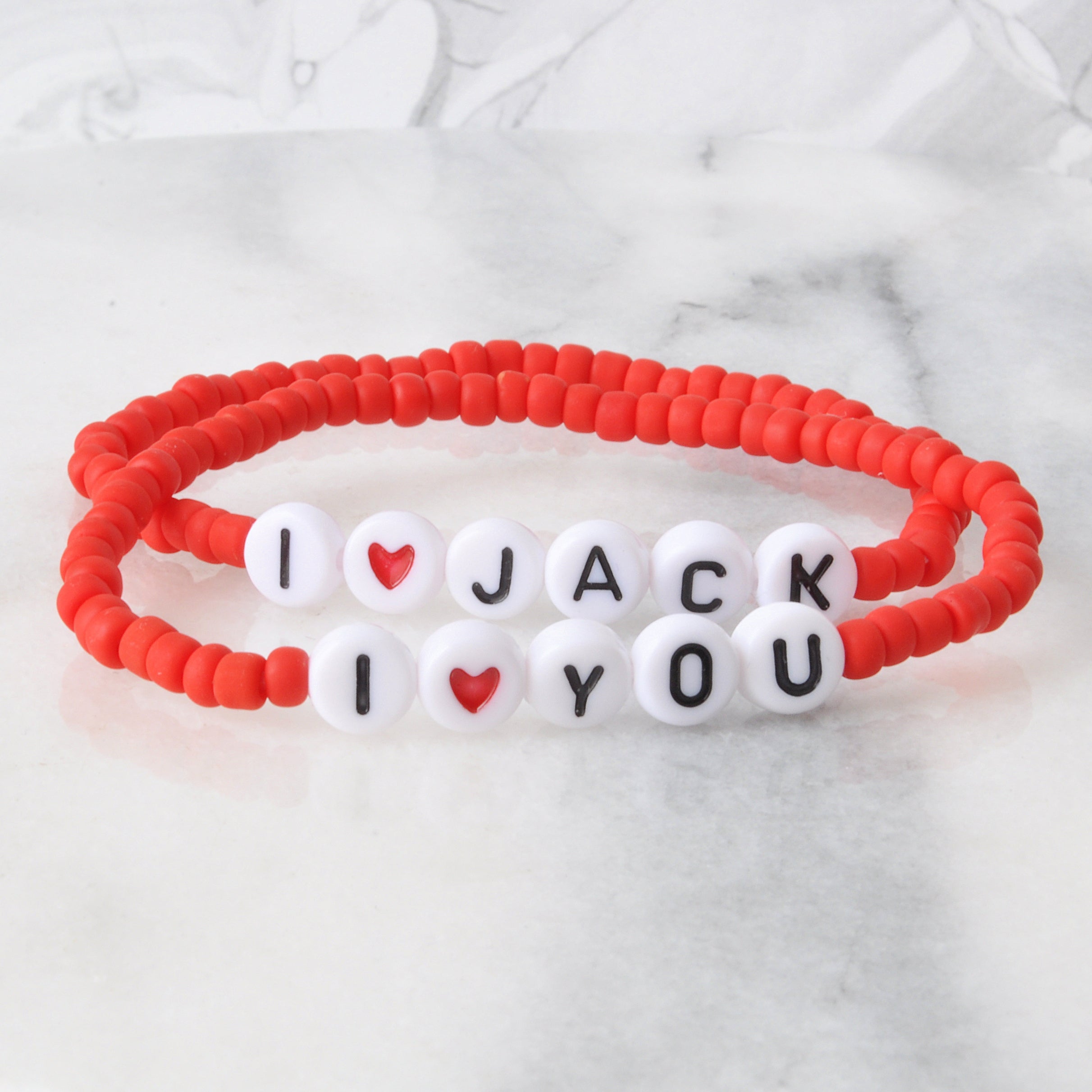 'I LOVE L.A.', 'I LOVE YOU', and 'I Heart' Custom Stretch Bracelets