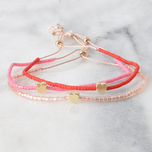 Beaded Valentine Heart String Bracelets