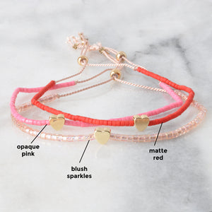 Beaded Valentine Heart String Bracelets