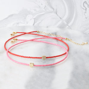 Valentine Heart Beaded Choker Necklaces