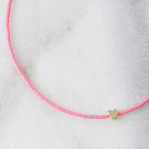 Seed Beads Heart Beaded Necklace Valentine's Heart Beading