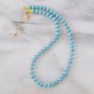 Turquoise Juice Necklace with Neon Pink Accents