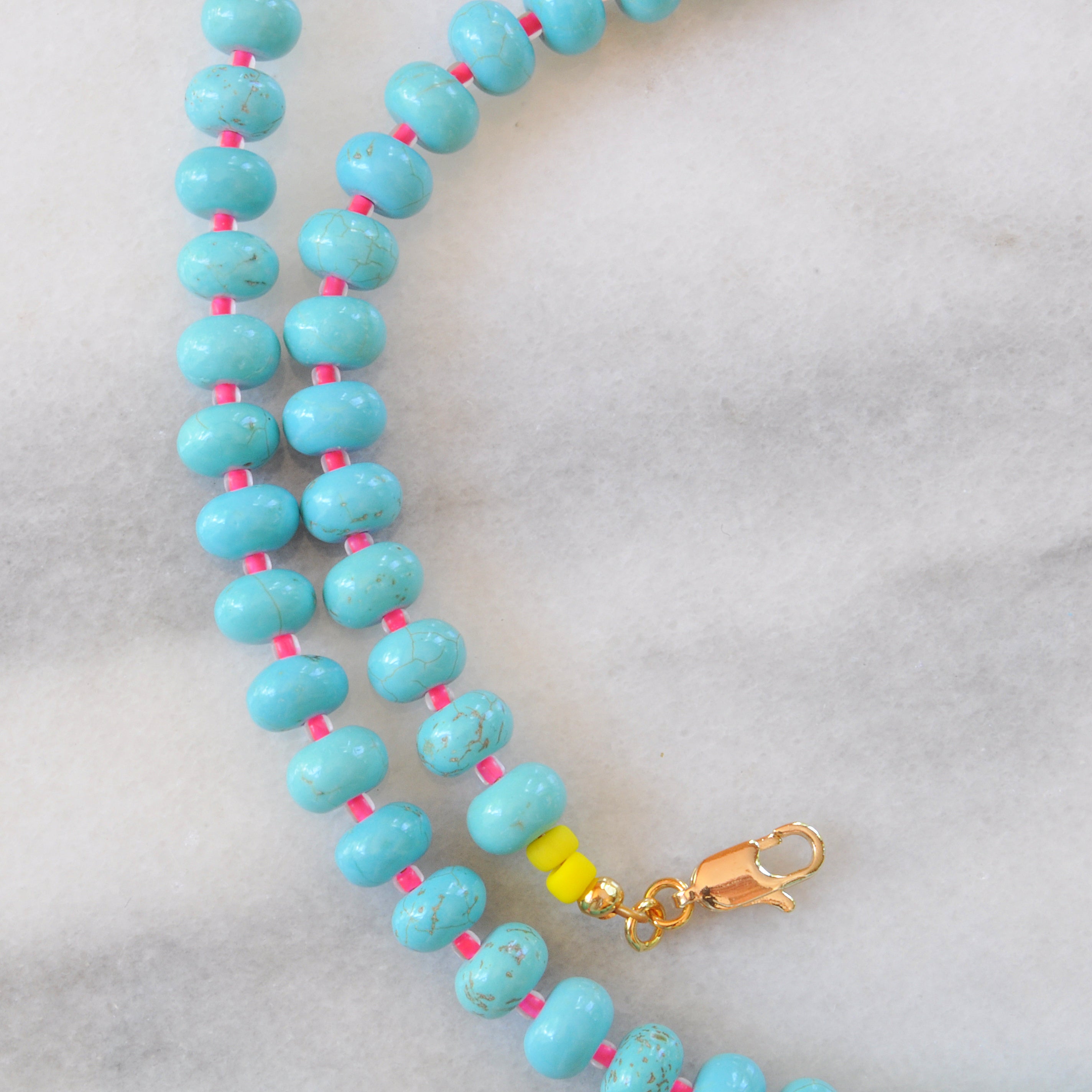 Turquoise Juice Necklace with Neon Pink Accents