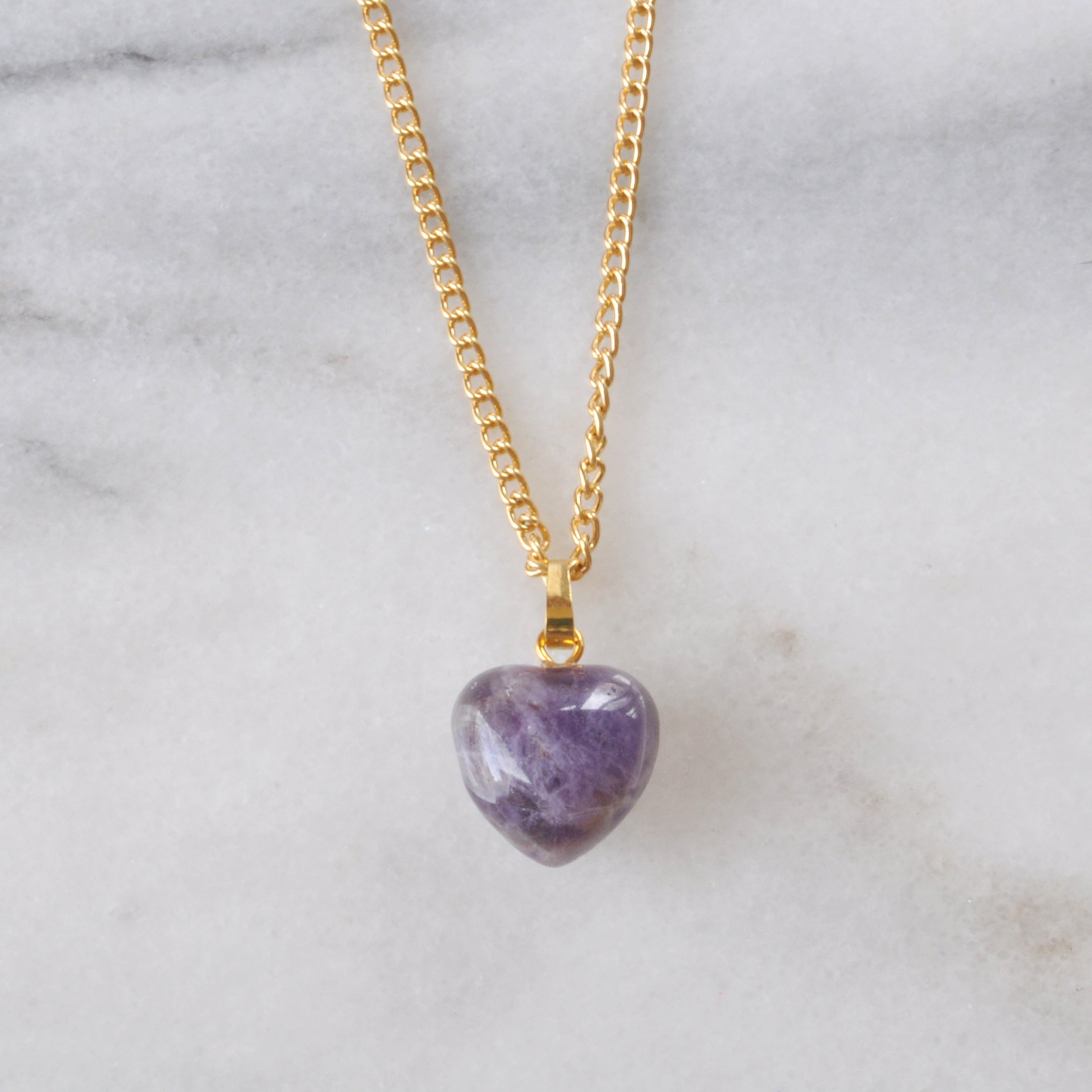 Crystal Heart Necklace on Gold Chain