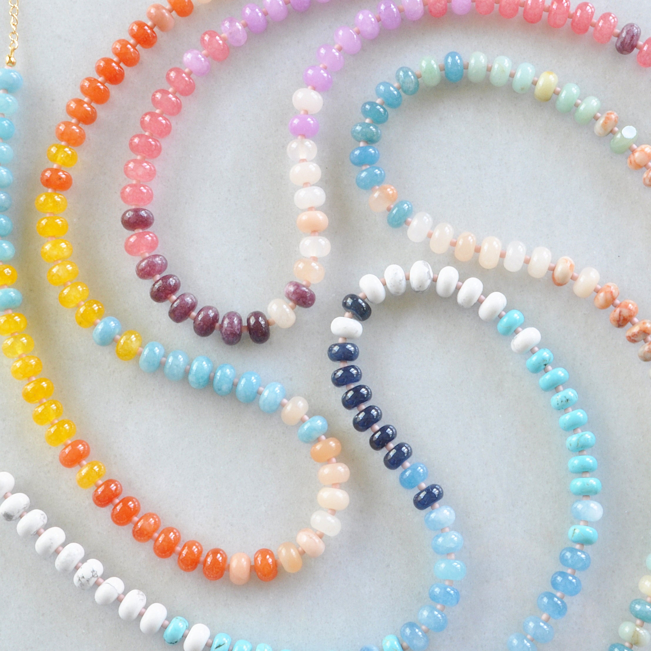 DOWN THE SHORE Multicolored Gemstone Necklaces