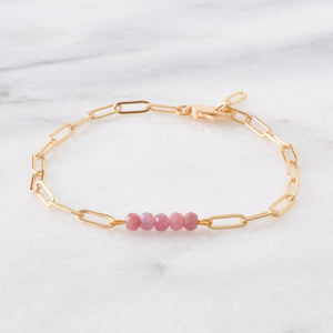 Gemstone Paper Clip Chain Link Bracelets