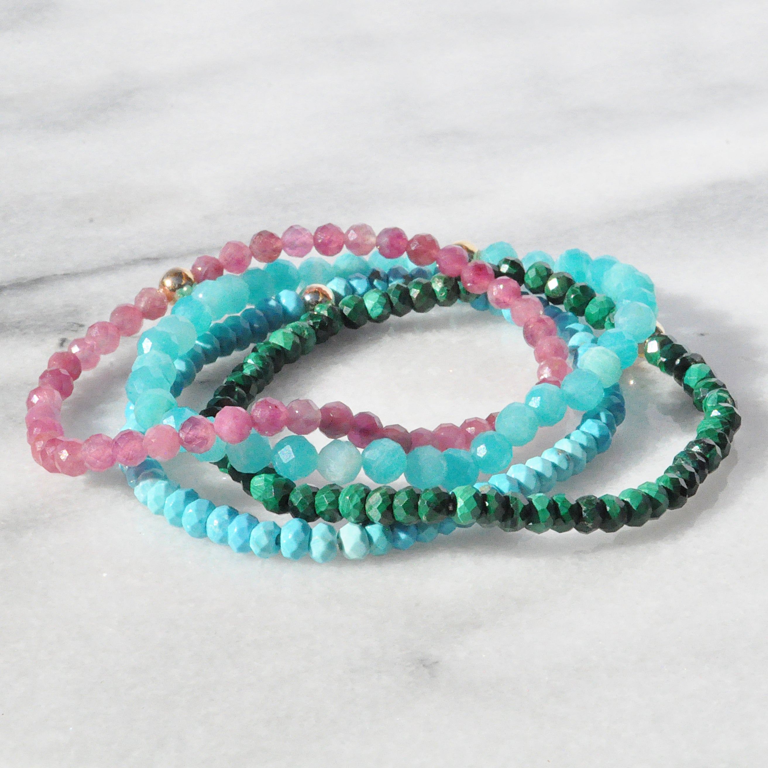 Wholesale Bracelets Elastic Natural Turquoise Stone Bracelet
