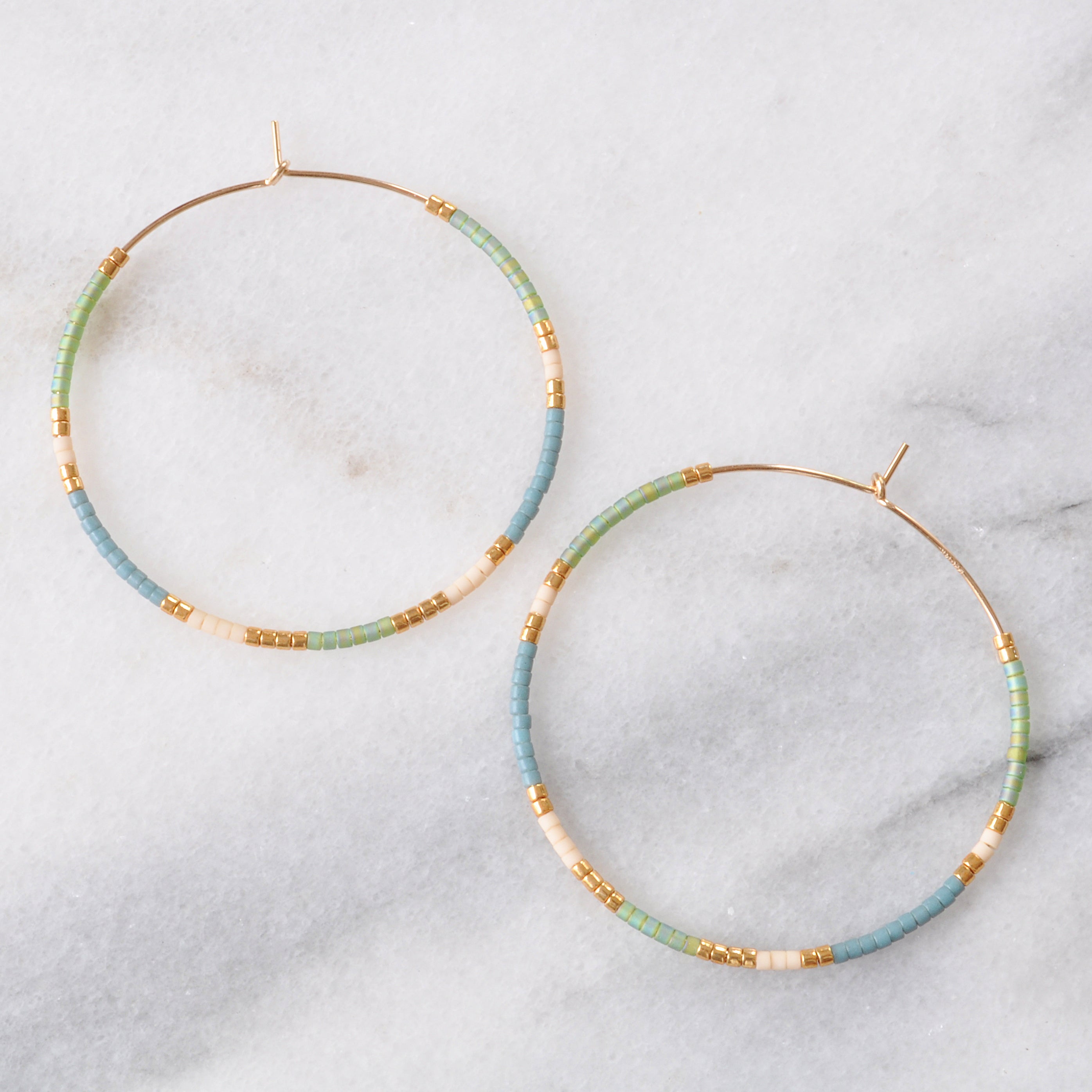 Gold Filled Seed Bead Hoop Earrings