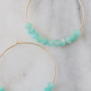 Gemstone 45mm Gold Filled Hoops - AMAZONITE