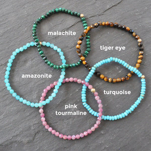 Custom Gemstone Stretch Bracelets with a Name or Word