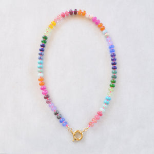 Electric Rainbow Necklace with Gold Front Clasp
