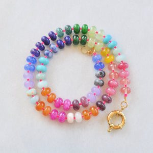 Electric Rainbow Necklace with Gold Front Clasp