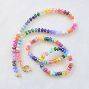 Electric Rainbow Necklace with Gold Front Clasp