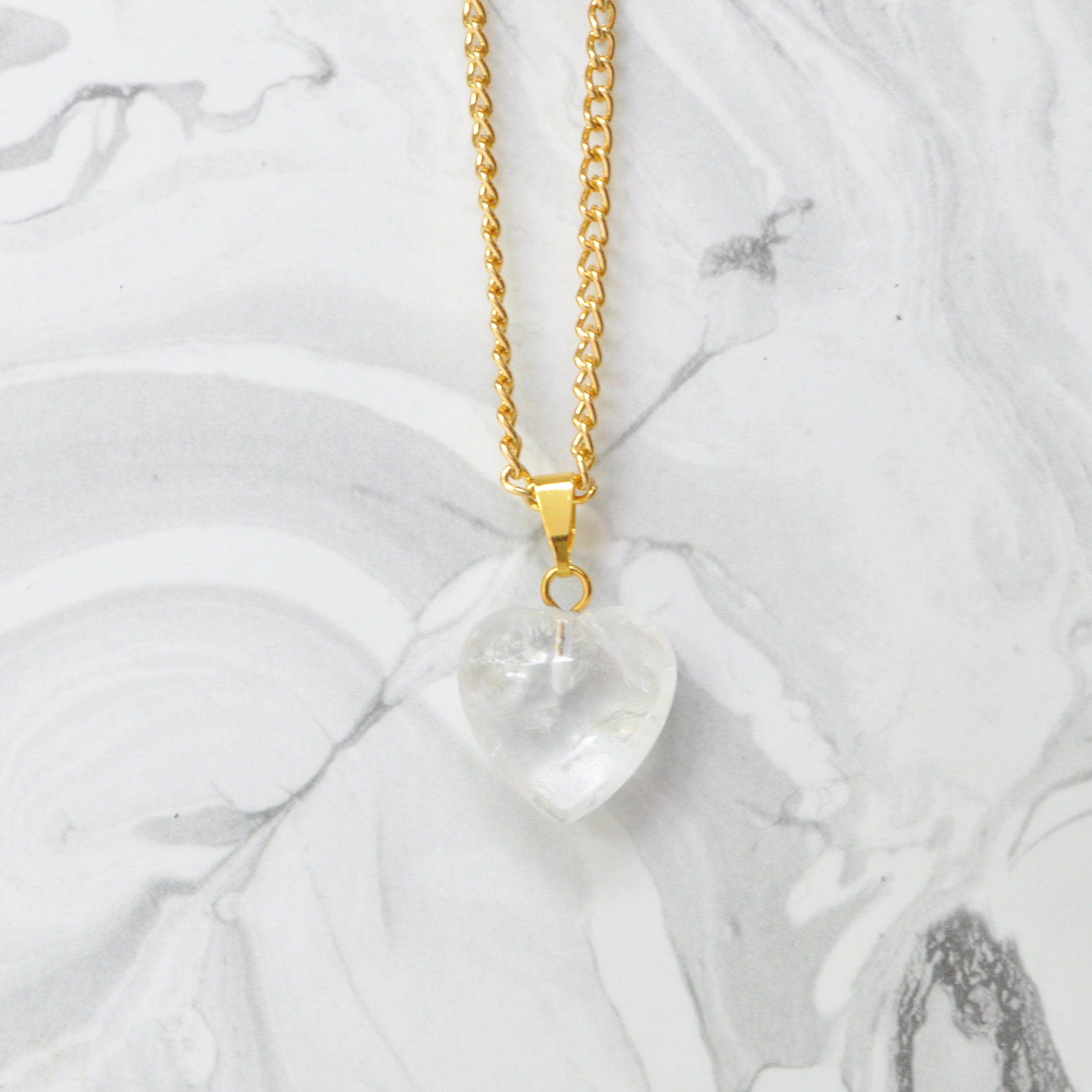 Crystal Heart Necklace on Gold Chain