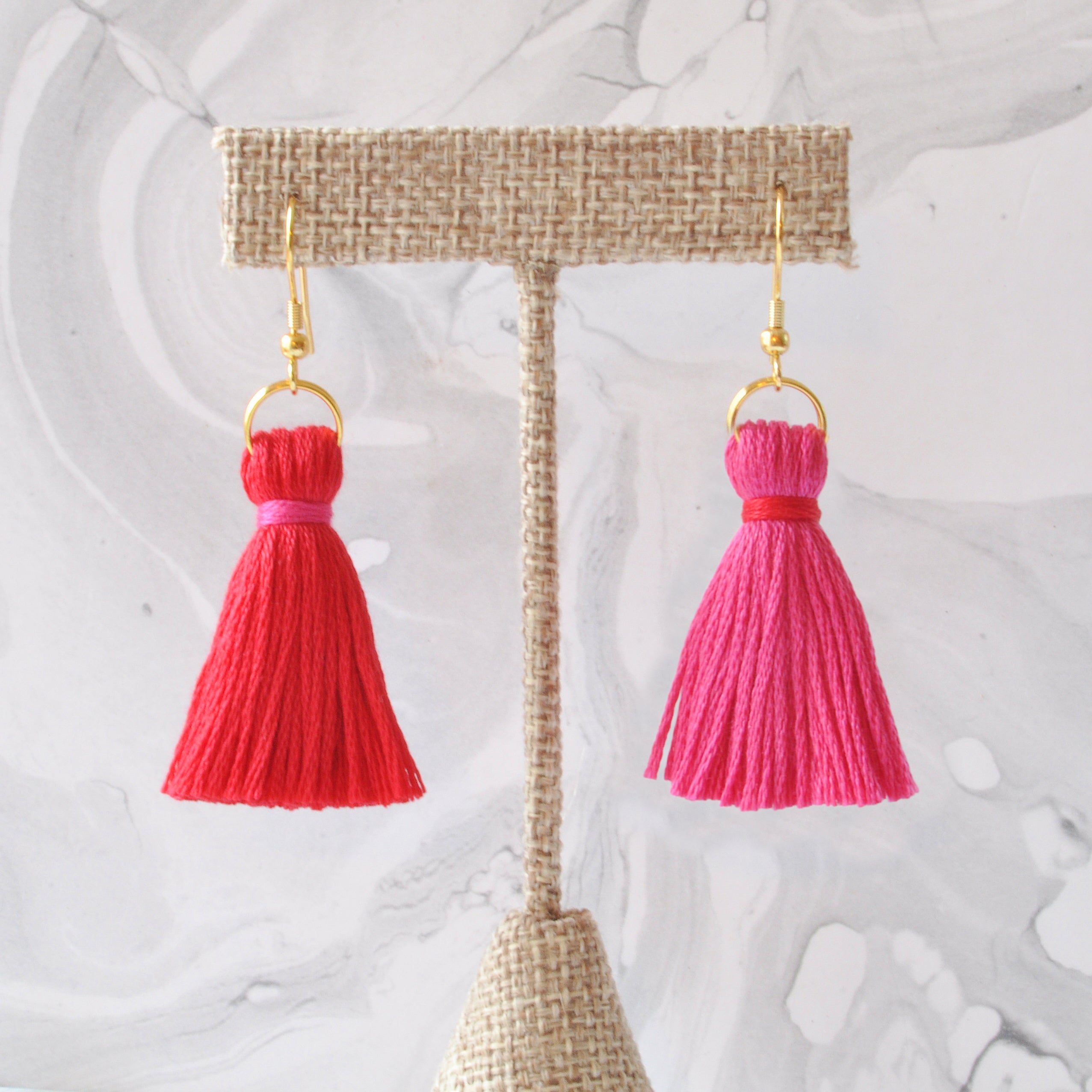 Pink and Red Valentine Tassel Earrings
