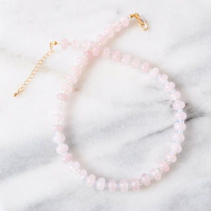 Rose Quartz and Opalite Gemstone Choker Necklace