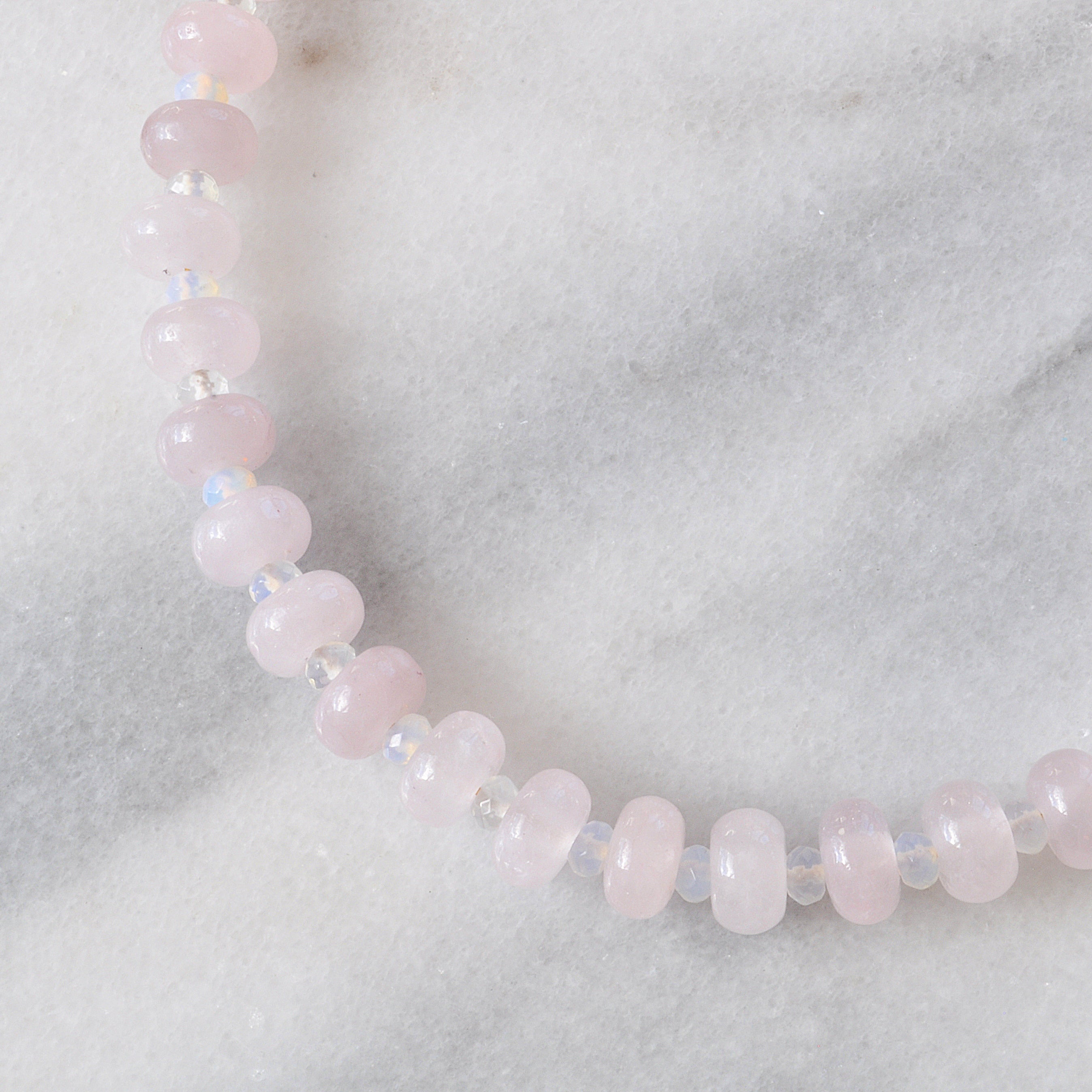 Rose Quartz and Opalite Gemstone Choker Necklace