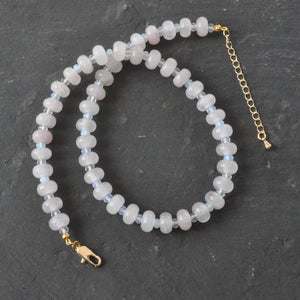 Rose Quartz and Opalite Gemstone Choker Necklace