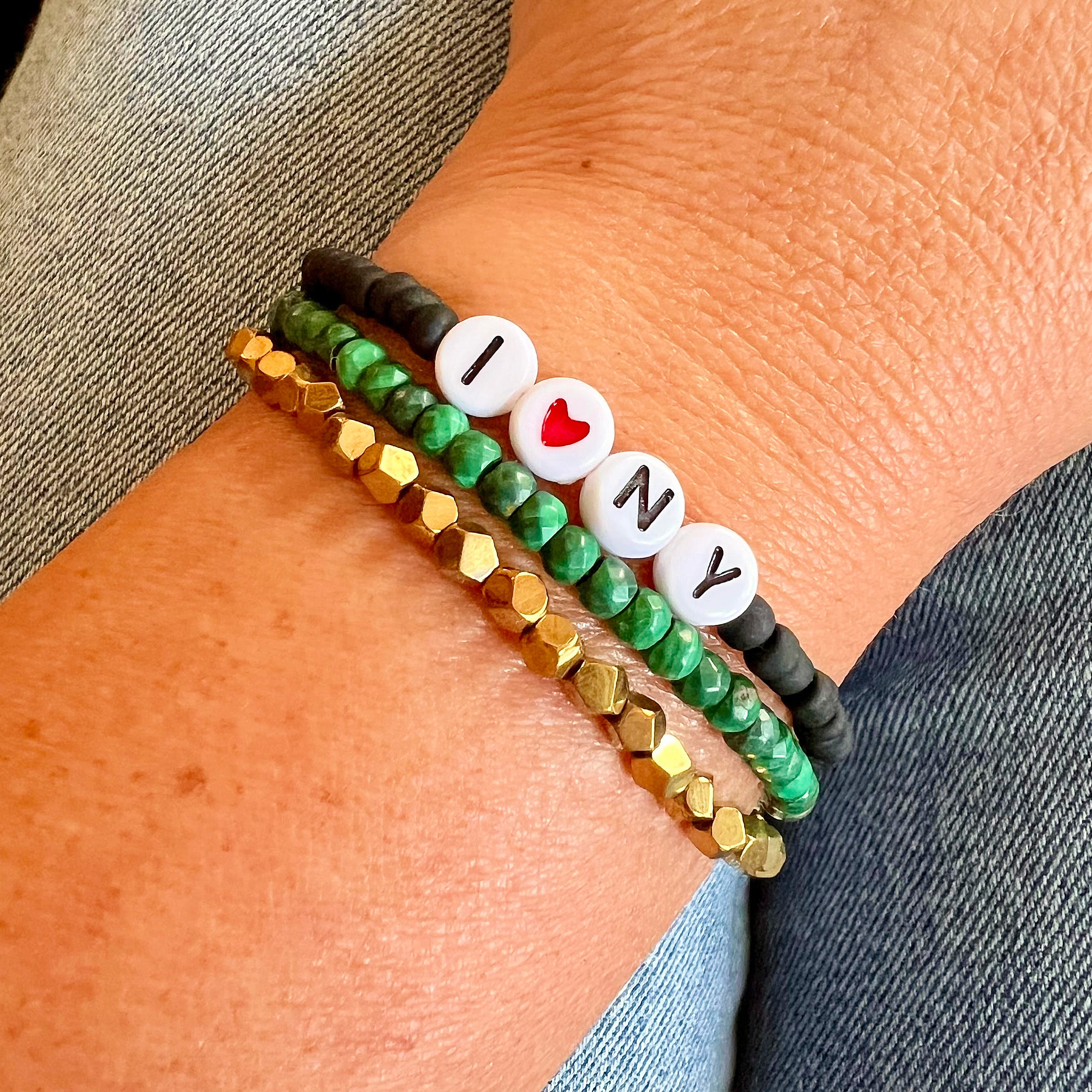 'I LOVE YOU', and 'I Heart' Custom Stretch Bracelets