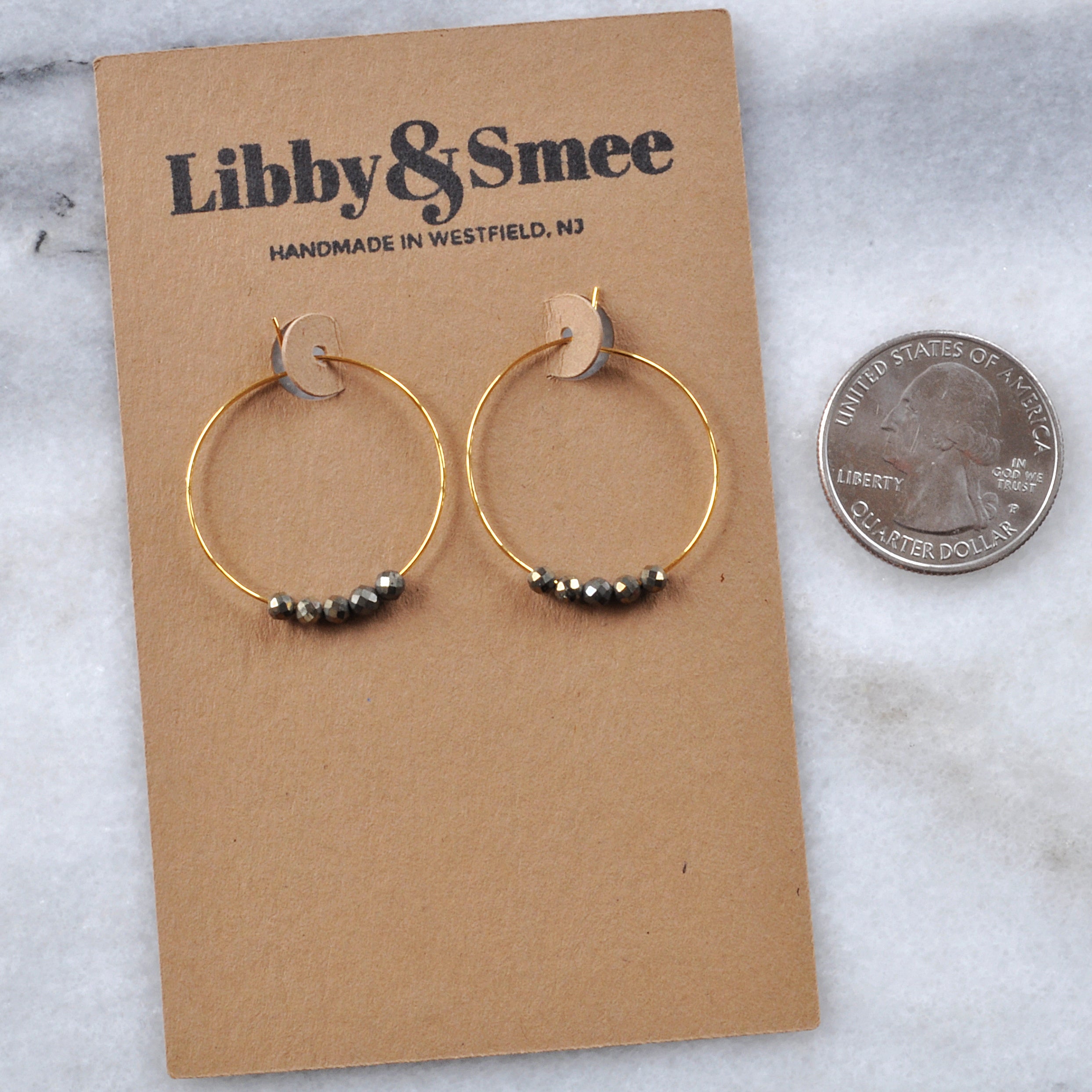 Libby & Smee pyrite gold plated hoops