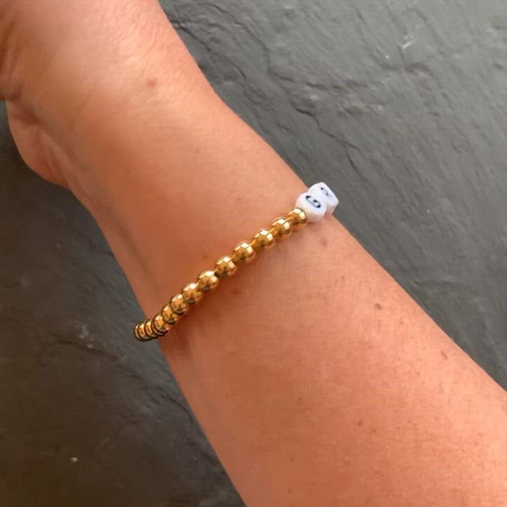 Personalized Gold Bead Stretch Bracelet